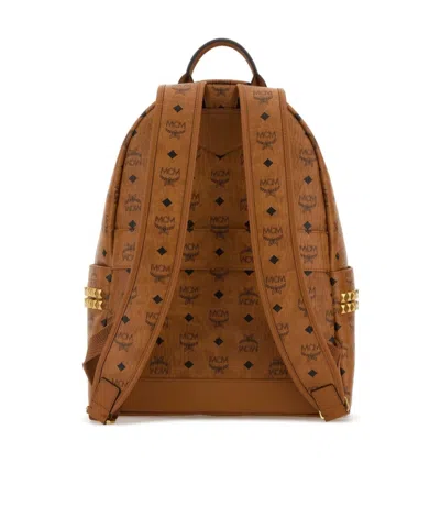 Mcm Canvas Backpack Featuring Adjustable Straps In Brown