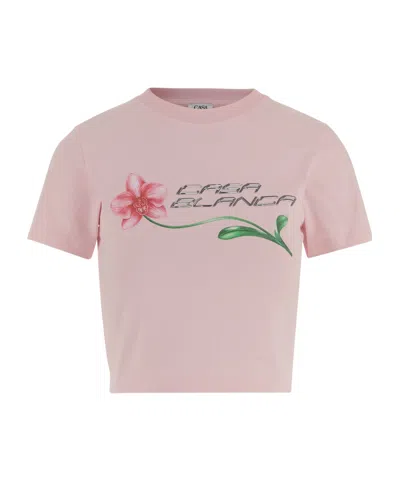 Casablanca Crew Neck T-shirt In Pink