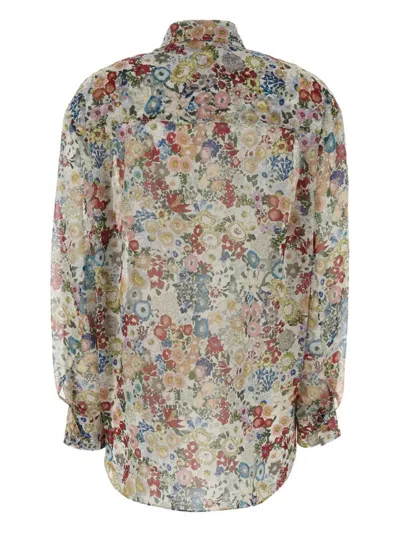Khaite Goya Floral Silk Chiffon Button-down Top In Multi