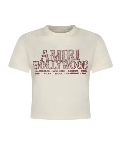 Amiri Graphic Print Crew Neck Short Sleeve Top In White