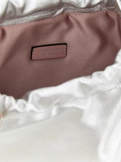 Jimmy Choo Drawstring Mini Hand Bags Pink In Silver
