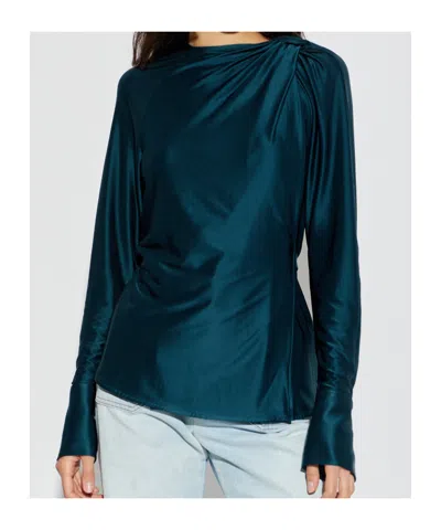 Victoria Beckham Open-back Long-sleeve Blouse In Blue