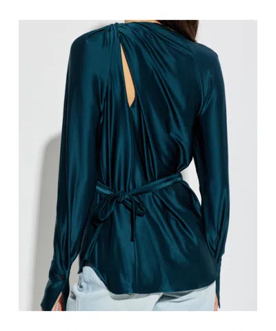 Victoria Beckham Open-back Long-sleeve Blouse In Blue