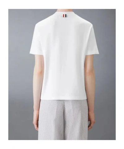 Thom Browne Short Sleeve T-shirt Engineered Stripe Pique In White