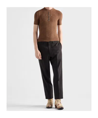 Prada Wool Pants In Brown