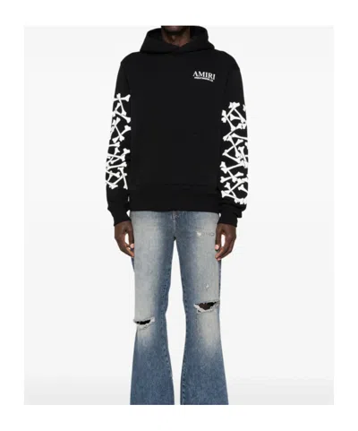 Amiri Stacked Bones Print Hoodie In Black