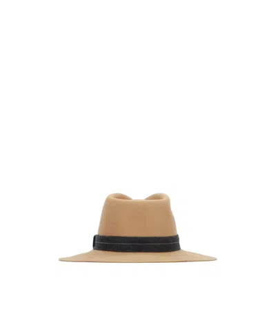 Brunello Cucinelli Embellished Fedora In Brown