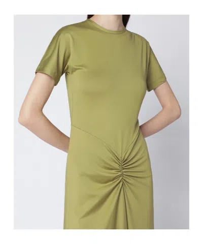 Victoria Beckham Gathered Waist Midi Dress With Knotted Detail In Brown