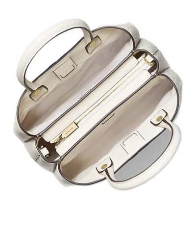 Michael Kors Flora Medium Signature Logo And Leather Satchel In White