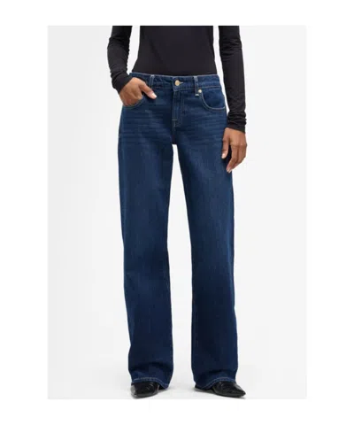 7 For All Mankind Low Waist Straight Jeans Woman In Blue