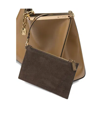 Etro Vela Small Leather Shoulder Bag In Brown