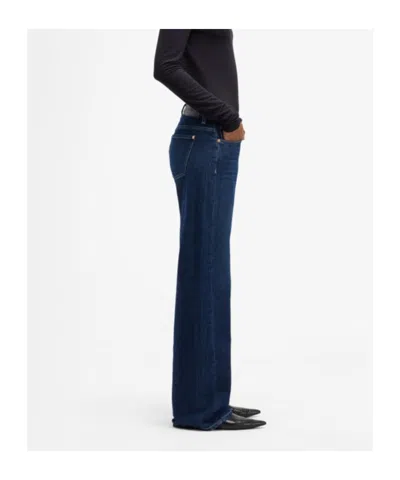 7 For All Mankind Low Waist Straight Jeans Woman In Blue