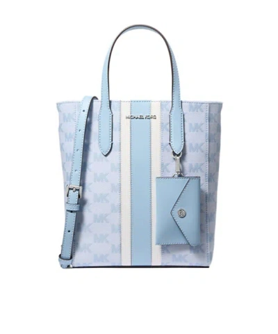 Michael Kors Vincent Small Logo Jacquard Tote Bag With Card Case In Blue