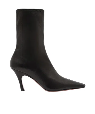 Amina Muaddi Women Black Nappa Leather Jamie Ankle Boots In Black