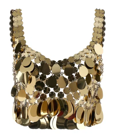 Rabanne Disc-embellished Cropped Top In Gold