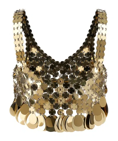 Rabanne Disc-embellished Cropped Top In Gold