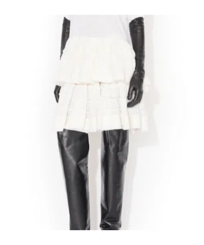 Alaïa Womens Blanc Ruffled Wool-blend Mini Skirt In White