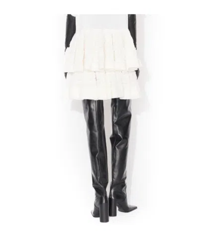 Alaïa Womens Blanc Ruffled Wool-blend Mini Skirt In White