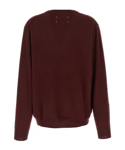 Maison Margiela Four Stitches Knitwear V Neck Sweater In Red