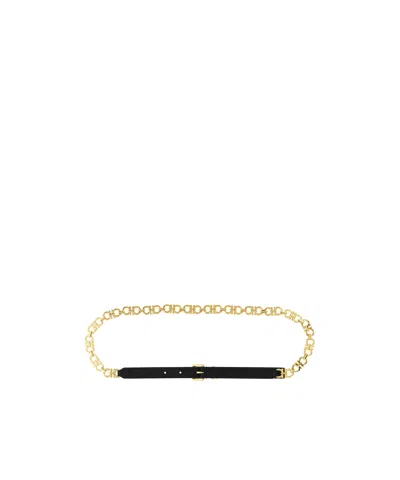 Ferragamo Gancini-chain Square-buckle Belt In Gold