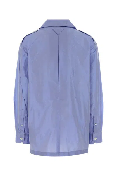 Prada Long-sleeved Button-up Shirt In Blue