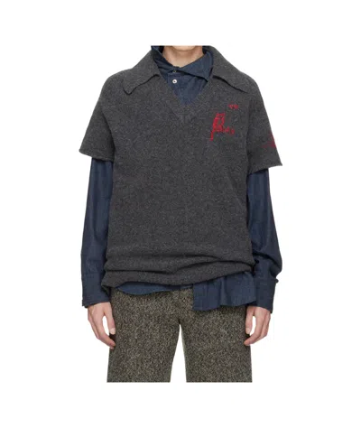 Vivienne Westwood Wool And Cashmere Blend Logo Vest In Green