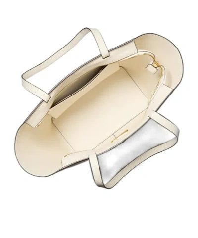 Michael Kors Flora Large Signature Logo And Leather Tote Bag In White