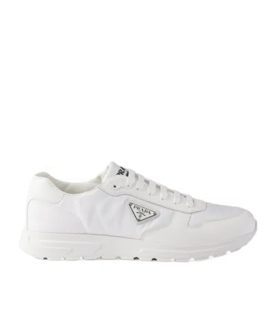 Prada Low-top Re-nylon And Leather Sneakers In White