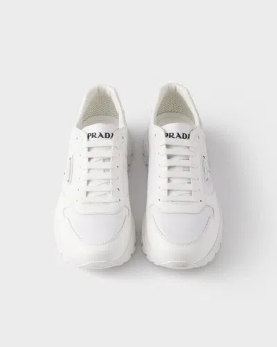 Prada Low-top Re-nylon And Leather Sneakers In White