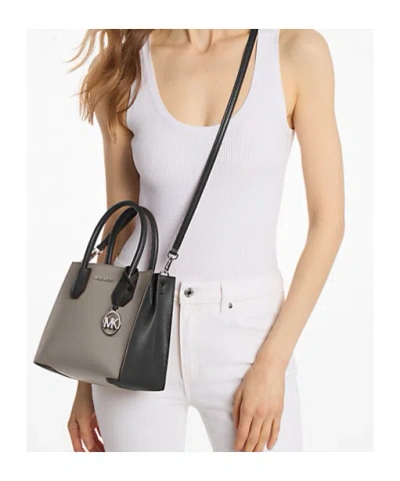 Michael Kors Mercer Medium Pebbled Leather Crossbody Bag In Gray