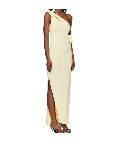 Coperni Asymmetric Flower Midi Dress In Neutral