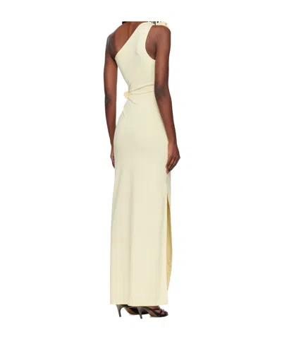 Coperni Asymmetric Flower Midi Dress In Neutral