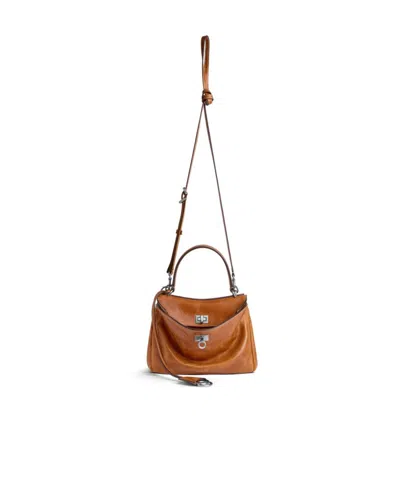 Balenciaga Women's Rodeo Handbag Mini In Tan Cowboy In Brown
