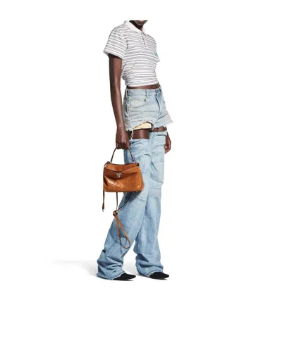 Balenciaga Women's Rodeo Handbag Mini In Tan Cowboy In Brown