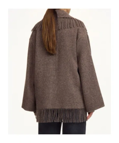 By Malene Birger Boloune Fringe Wool Coat In Brown