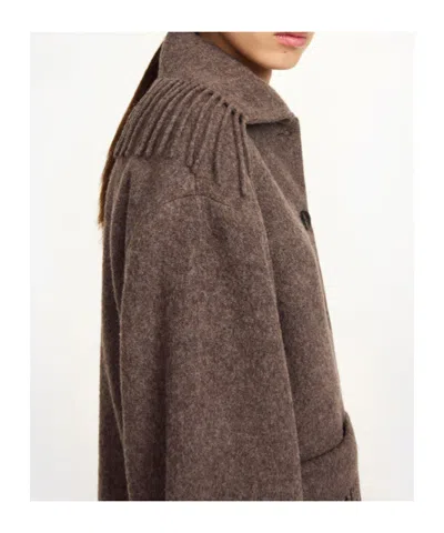 By Malene Birger Boloune Fringe Wool Coat In Brown