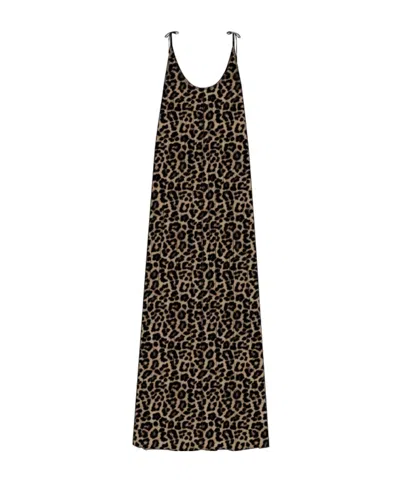Anine Bing Flora Animal-print Midi Dress In Black