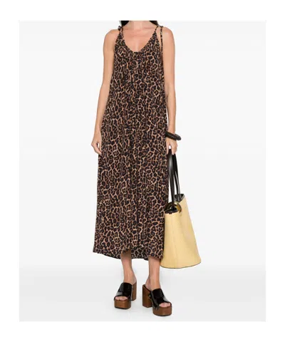 Anine Bing Flora Animal-print Midi Dress In Black