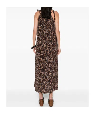 Anine Bing Flora Animal-print Midi Dress In Black