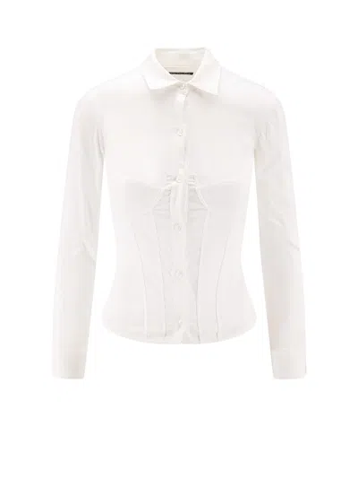 Balenciaga Cotton Blend Corset Shirt In White
