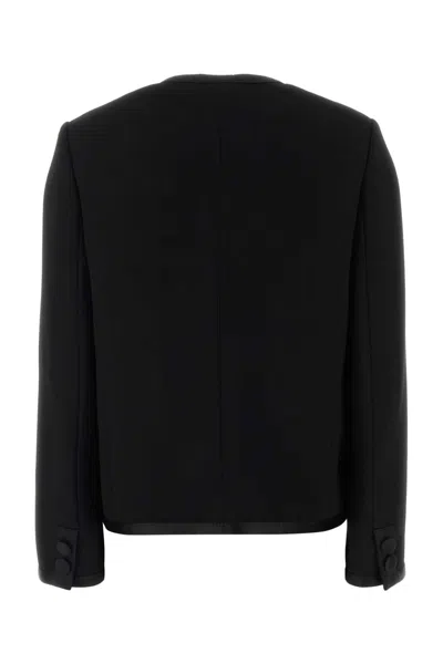 Dolce & Gabbana Tailored Wool Blend Blazer With Satin Trim In Black
