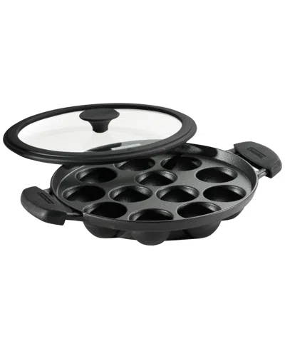 Tramontina Utsava Pre-seasoned Cast Iron Paniyarakkal With Lid In Black