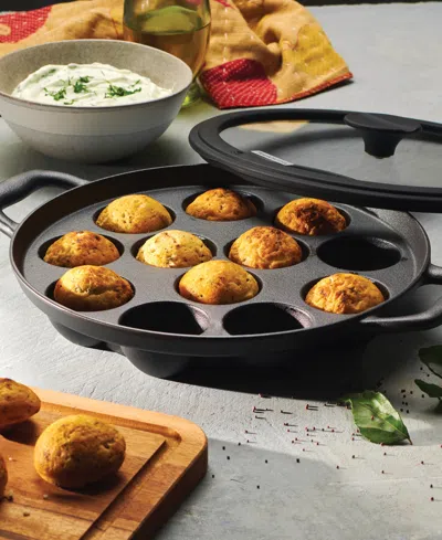 Tramontina Utsava Pre-seasoned Cast Iron Paniyarakkal With Lid In Black