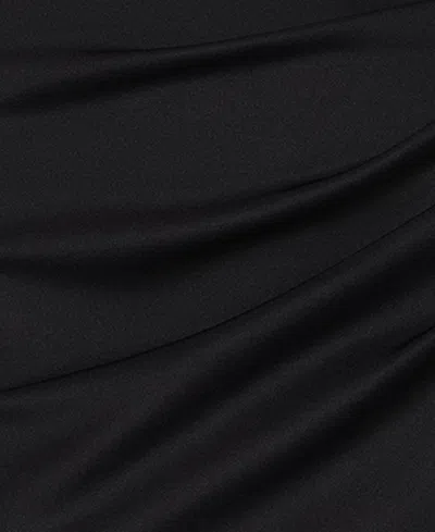 Xscape Petite One Shoulder A-line Long Dress In Black