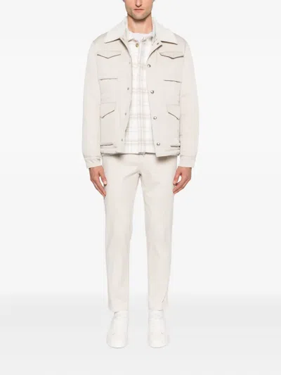Eleventy Corduroy-collar Field Jacket In White