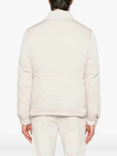 Eleventy Corduroy-collar Field Jacket In White