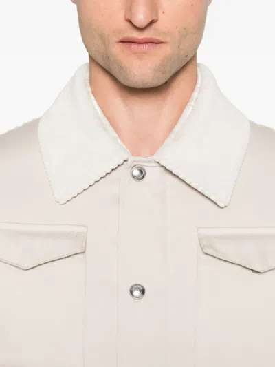 Eleventy Corduroy-collar Field Jacket In White