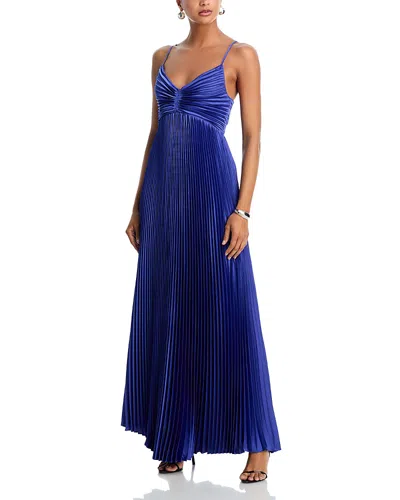 Likely Asra Pleated Satin Gown In Blue