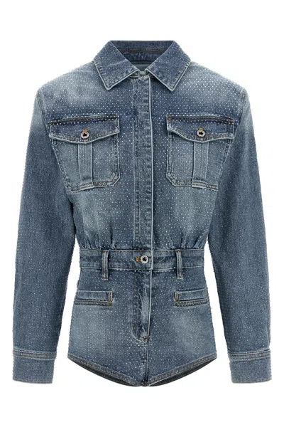 Self-portrait Rhinestone Denim Jewelry Blue In Blue