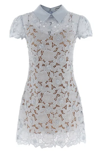 Self-portrait Guipure Lace Mini Dress In Gray